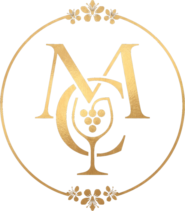 Emblema Maridaje Criollo — monograma MC con copa de vino